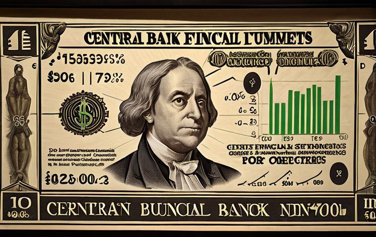 **Central Bank Control:** A powerful conductor orchestrating an orchestra of financial instruments (currency symbols, interest rate graphs). Emphasize control and delicate balance.