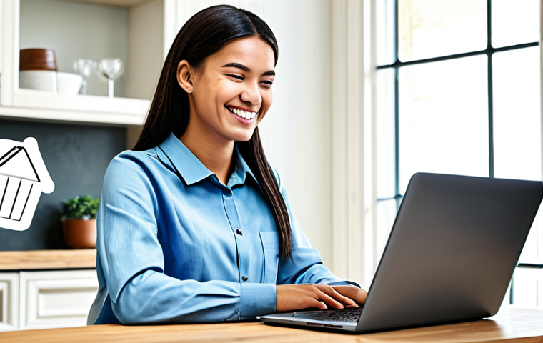 외화 통장 활용 사례 - Online Shopping Savings**

Prompt: A person happily shopping online on a laptop. They are wearing a ...