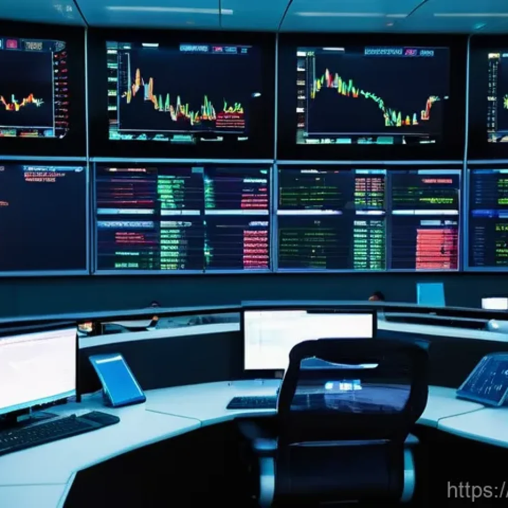 은행의 외환 관리 전략 - **Prompt:** A modern, high-tech bank trading floor bustling with activity. Diverse traders and finan...